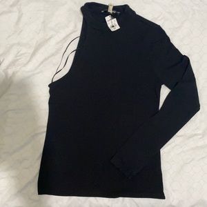 Express, one sleeve black cami.